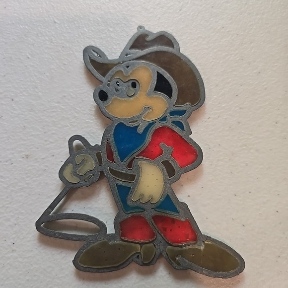 Disney Mickey Mouse Window Hanger Cowboy Mickey Lasso Resin Metal 3.5"x 5"‎ - Picture 3 of 3